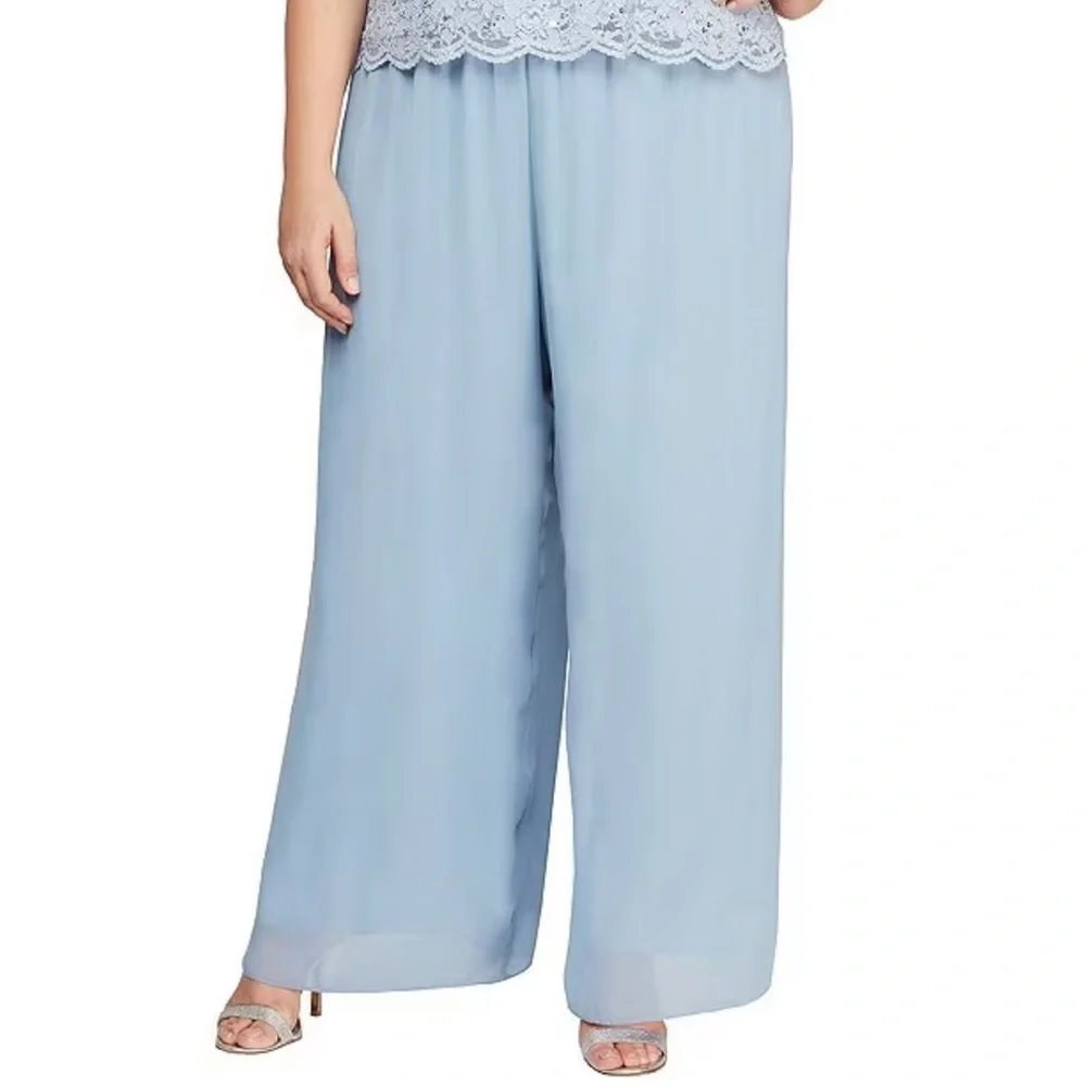 Alex Evenings Plus Size Silky Chiffon Pants - Picture 1 of 10